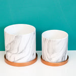 Selene & Athena Ceramic Marble Planter Bundle  - Empty